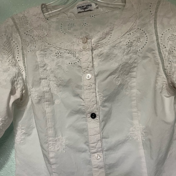 Atelier Heidi White Embroidered Button Down Top - Modified - Picture 6 of 6